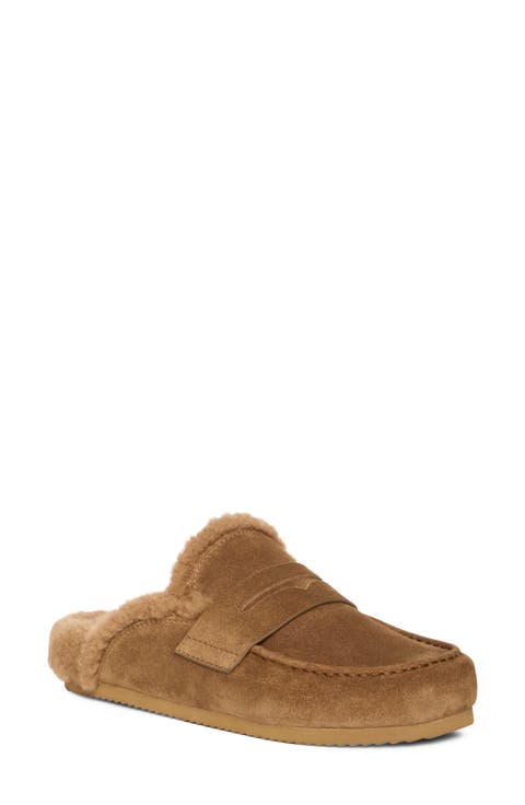 Wynn Faux Fur Lined Leather Loafer Mule