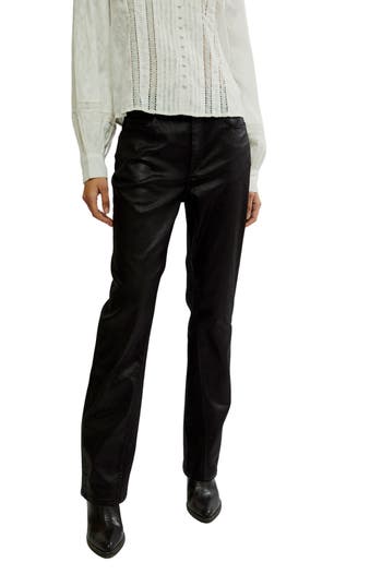 Free People Nocturne Coated High Waist Bootcut Jeans In Ethereal Black