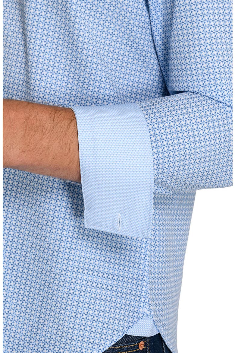 Windmill Geo Stretch Long Sleeve Shirt, Alternate, color, WHITE/ BLUE