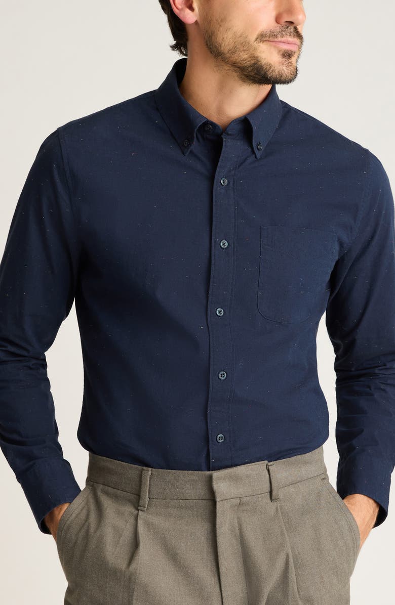 Bonobos Everyday Slim Fit Cotton Button-Down Oxford Shirt, Main, color, Navy Tweed