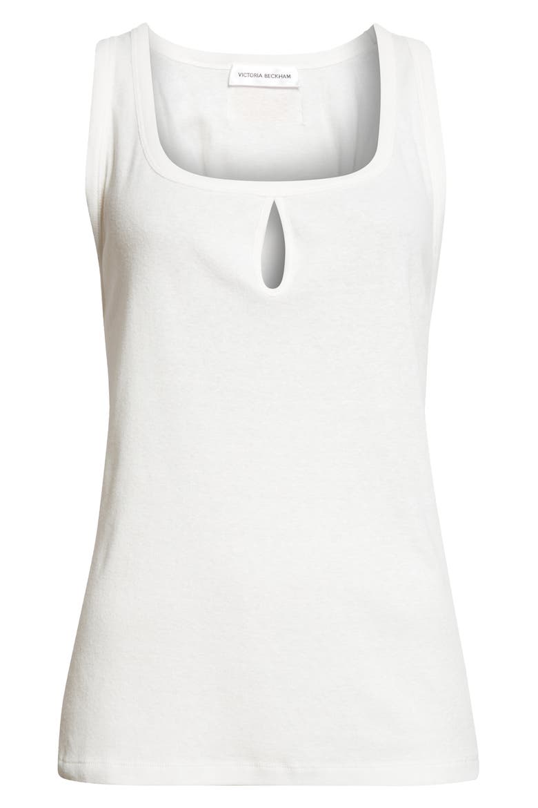 Split Cotton & Linen Jersey Tank, Alternate, color, WHITE