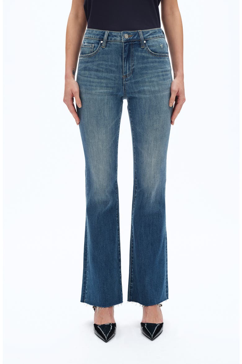 Raw Hem Mid Rise Flare Jeans, Main, color, MEDIUM BLUE