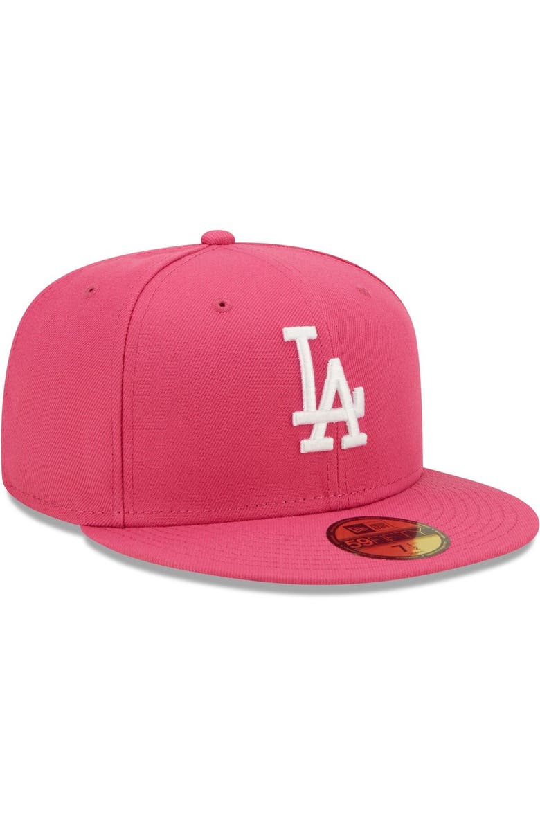 New Era Men's New Era Beetroot Los Angeles Dodgers Logo 59FIFTY Fitted Hat, Alternate, color, 