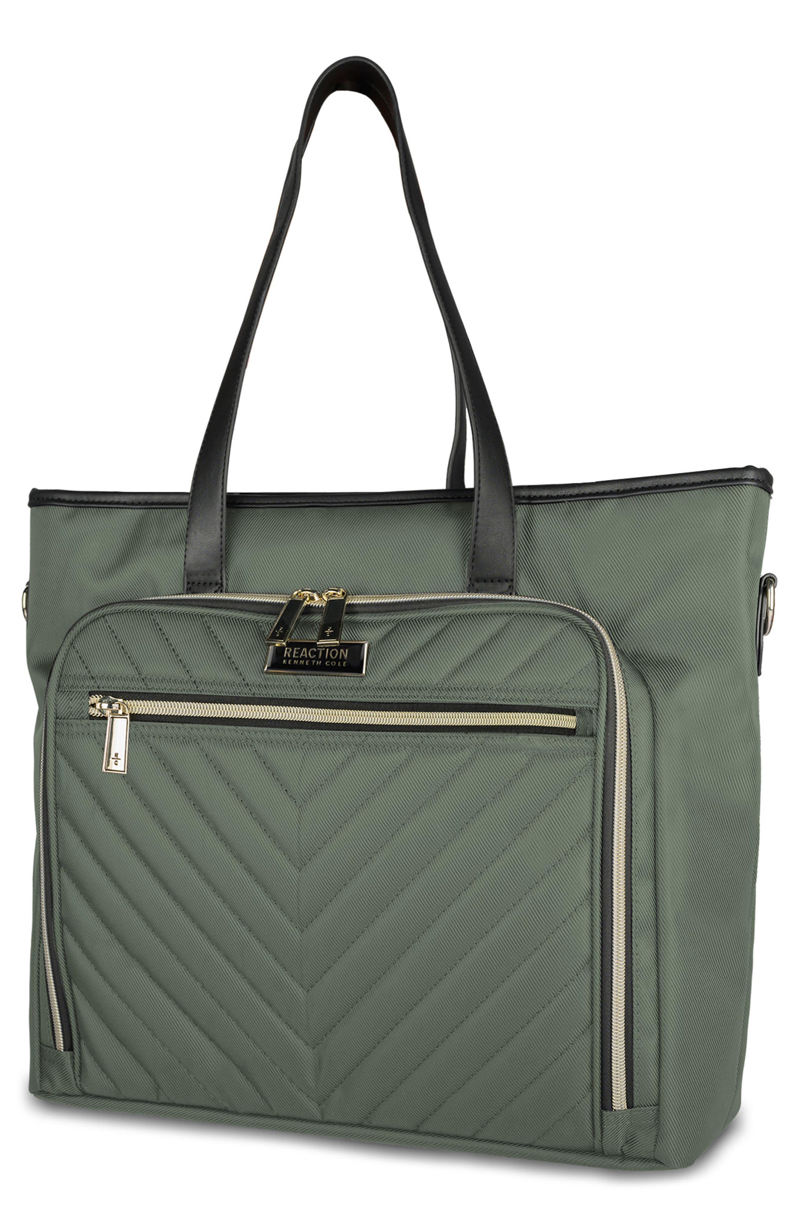 Kenneth Cole Chelsea Chevron Quilted Tote Bag, Alternate, color, Olive