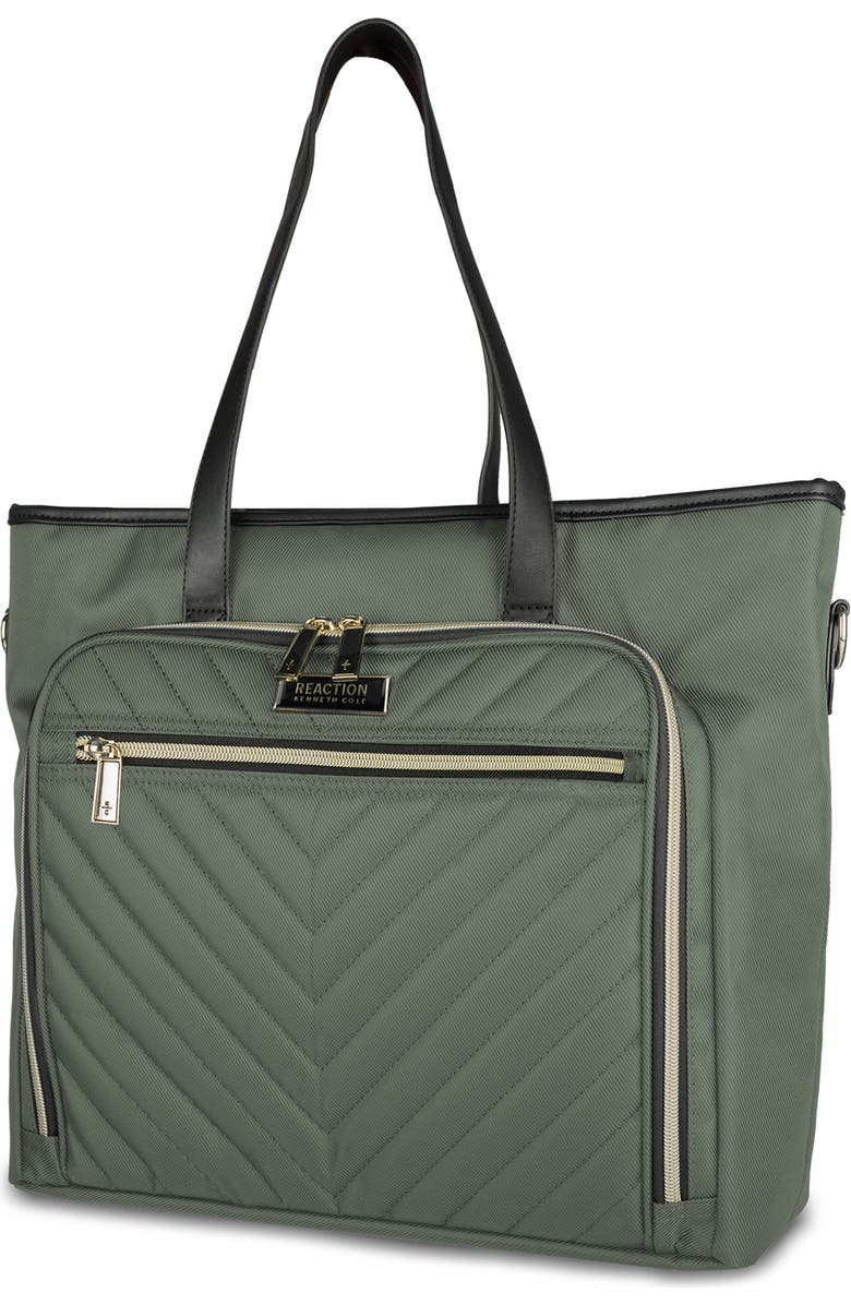 Kenneth Cole Chelsea Chevron Quilted Tote Bag, Alternate, color, Olive