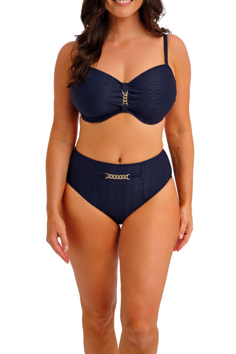 Azores DD-Cup Underwire Bandeau Bikini Top, Alternate, color, MIDNIGHT