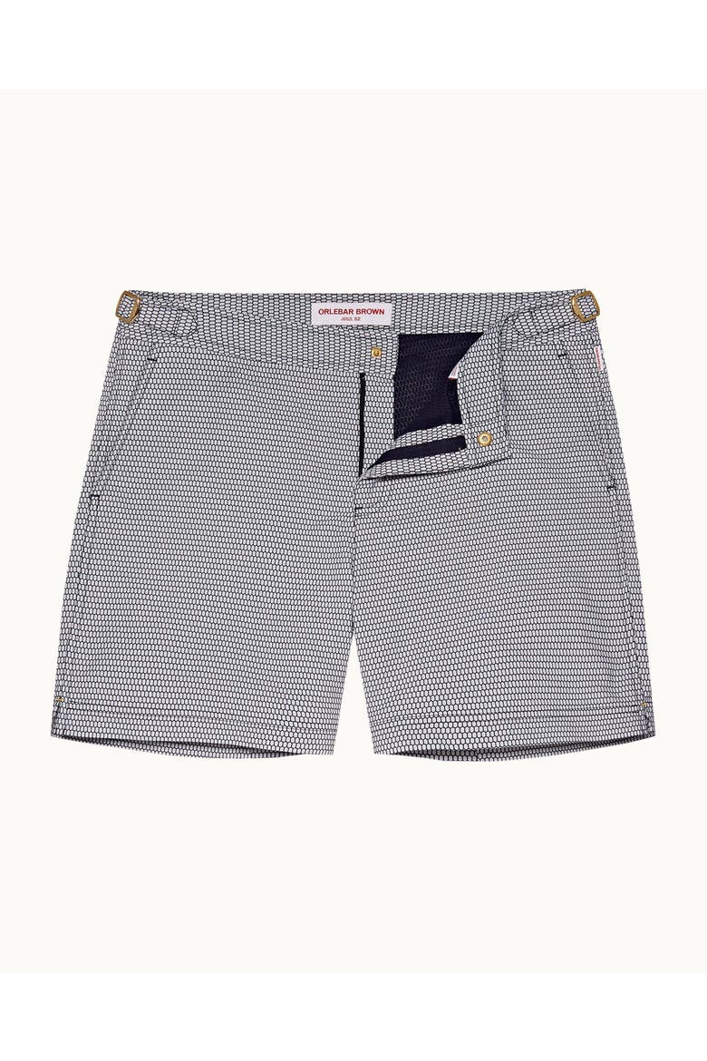 Bulldog X Jacquard Mid-Length Swim Shorts, Alternate, color, NAVY/CLOUD