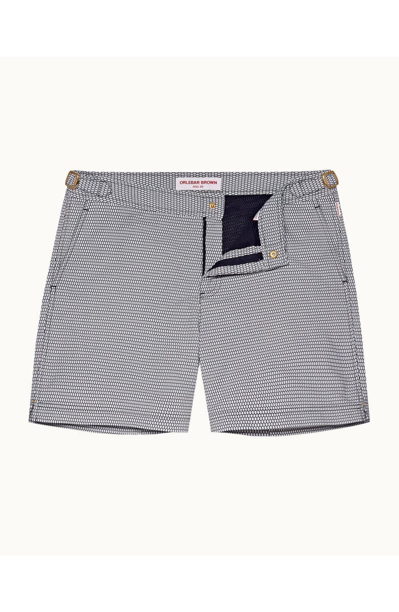 Orlebar Brown Bulldog X Jacquard Mid-Length Swim Shorts, Alternate, color, Navy/Cloud