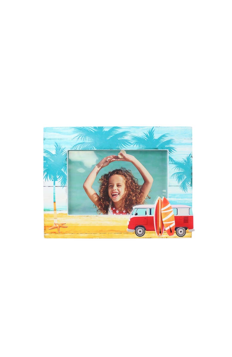 Beachcombers 8" Resin 4X6 Blue Surf Scene Photo Picture Frame, Main, color, Red