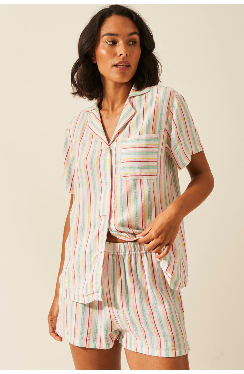 Stripe & Stare Seersucker Short Sleeve PJ Top, Main, color,
