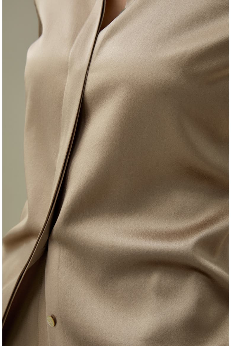 Women's Elegant Silhouette Slim Fit Silk Shirt, Alternate, color, Camel