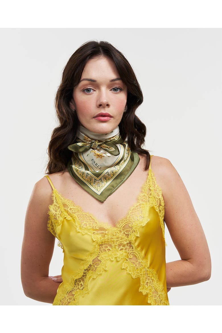 Nouveau Floral Square Scarf, Alternate, color, Light/Pastel Yellow