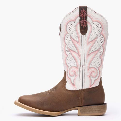 Durango White Ventilated Western Boot In Brown