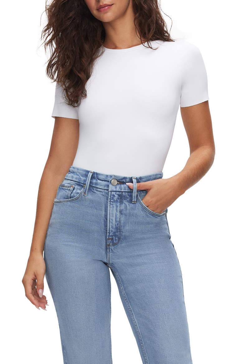 Sculpting Tee Bodysuit, Main, color, WHITE001