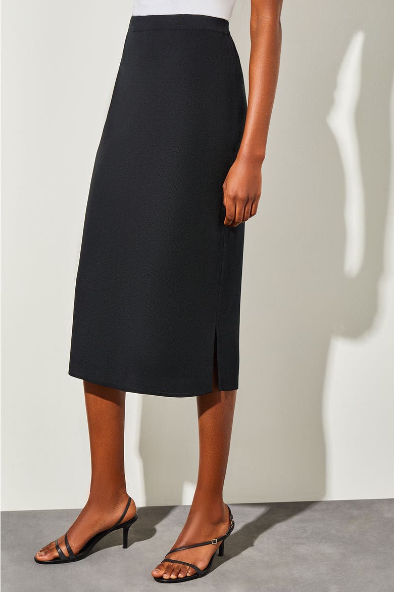 Straight Knit Midi Skirt, Alternate, color, Black