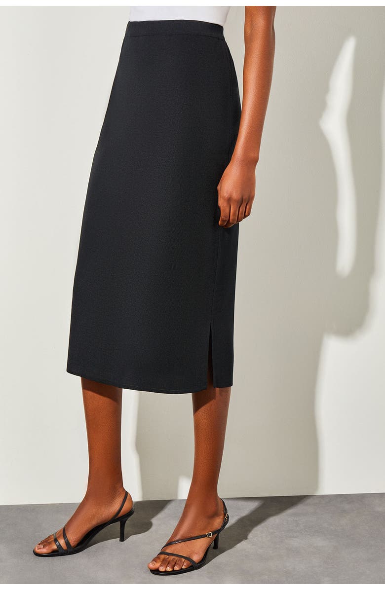 Ming Wang Straight Knit Midi Skirt, Alternate, color, Black