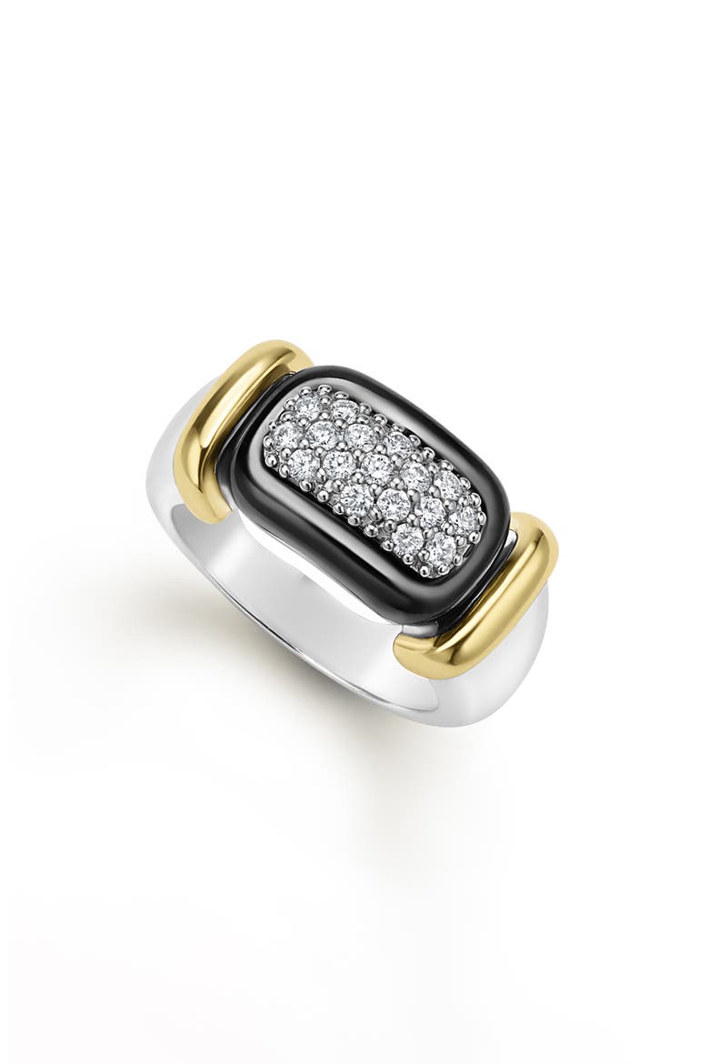 Two-Tone Black Ceramic Diamond Ring, Main, color, TWO TONE