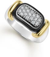 LAGOS Two-Tone Black Ceramic Diamond Ring