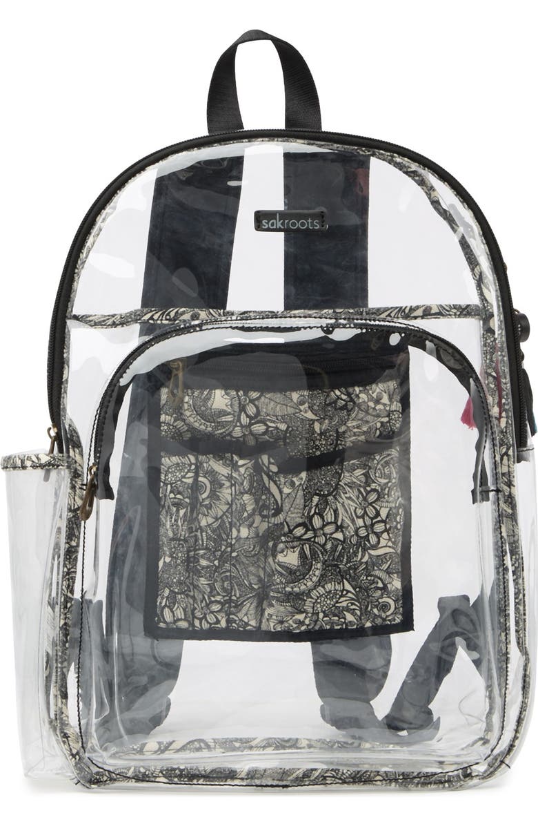 Sakroots Artist Circle Large Transparent Backpack, Main, color,