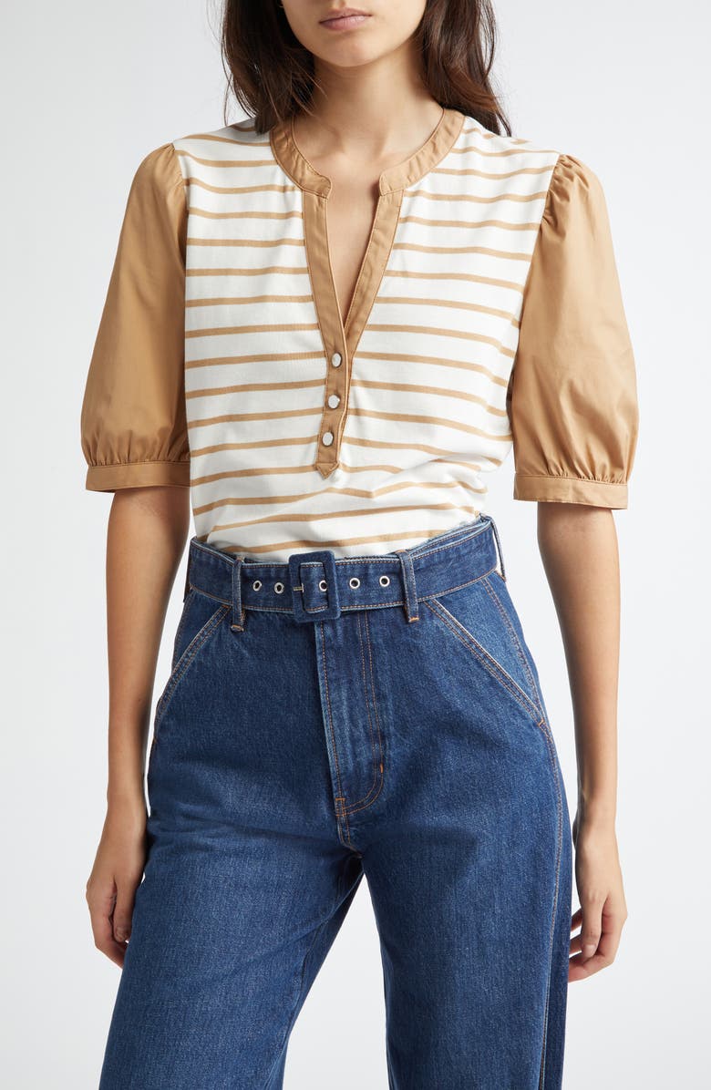 Veronica Beard Kellie Stripe Top, Main, color, Off White/Khaki