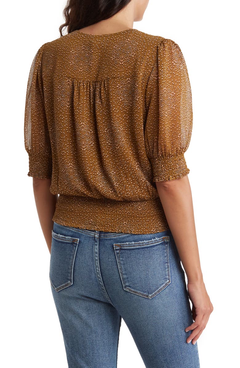 DR2 by Daniel Rainn V-Neck Smocked Waist Top, Alternate, color, 