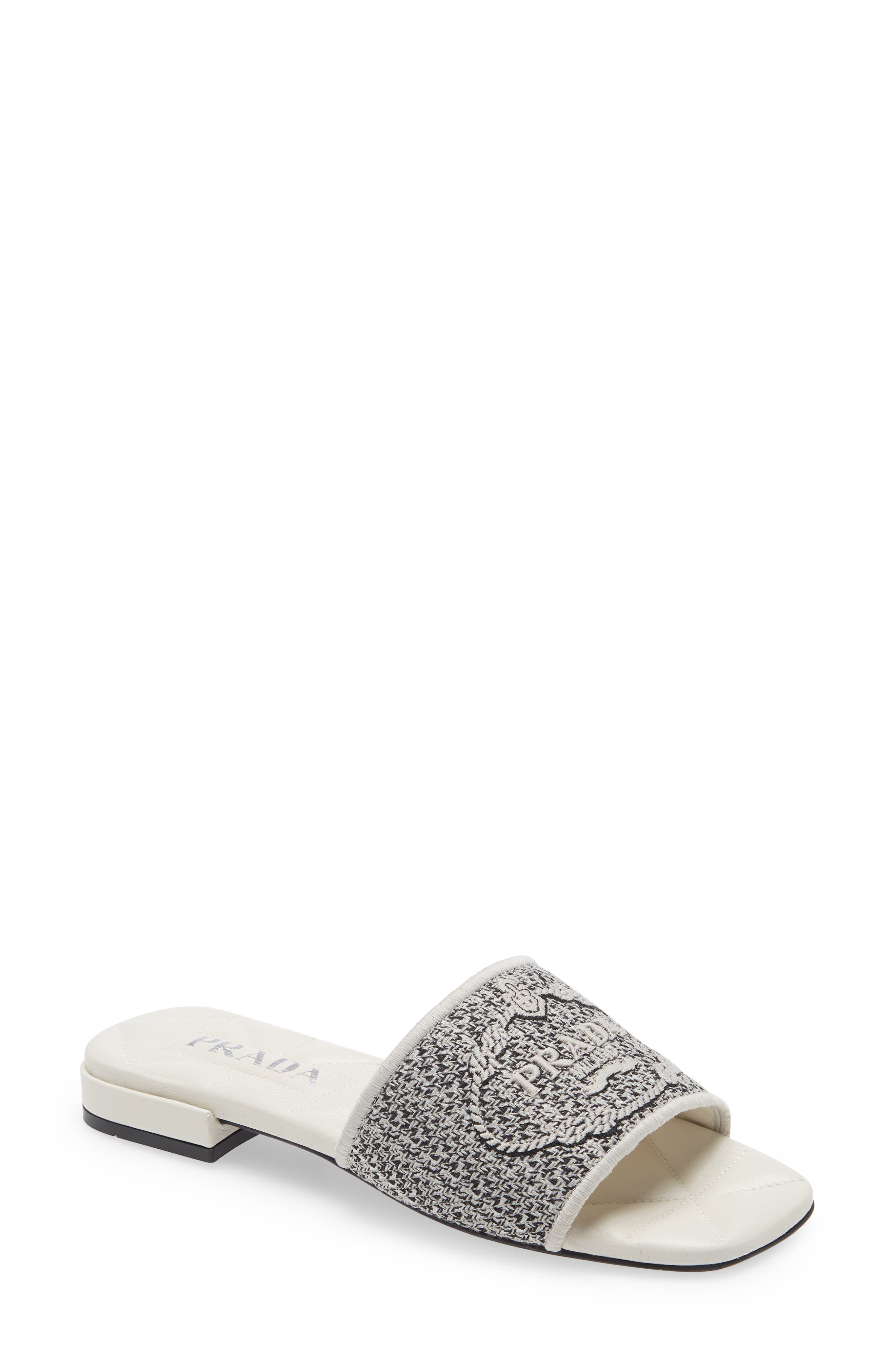 Prada Logo Jacquard Slide Sandal, Main, color, 