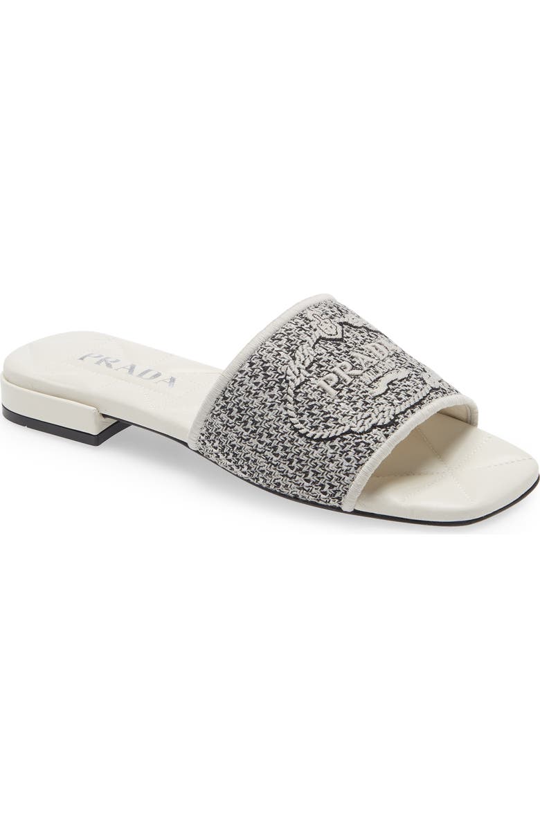 Prada Logo Jacquard Slide Sandal, Main, color,