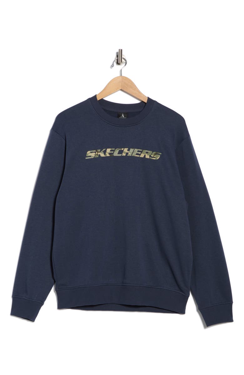 SKECHERS Heritage Logo Graphic Sweatshirt, Alternate, color, Charcoal/ Navy