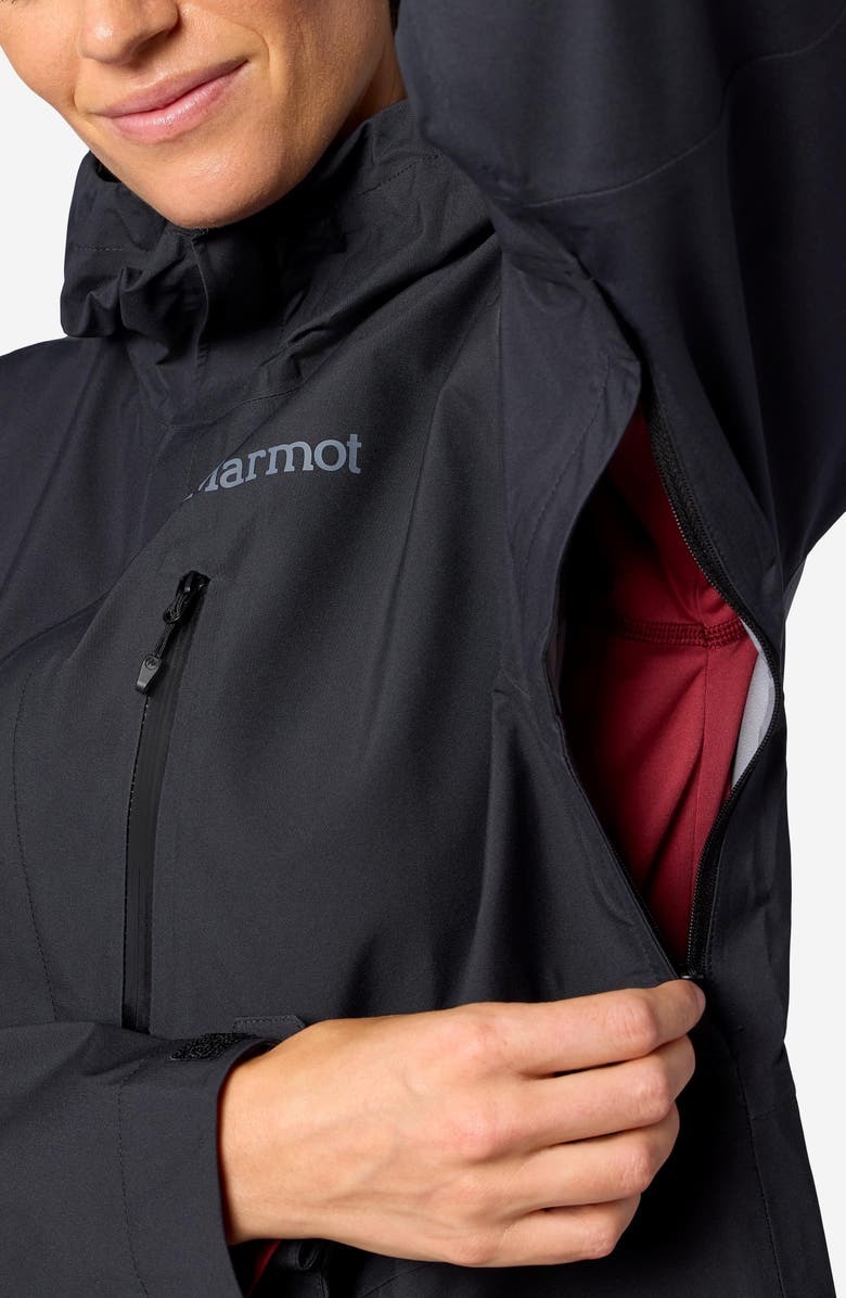 Marmot Waterproof Hooded Jacket, Alternate, color, Black