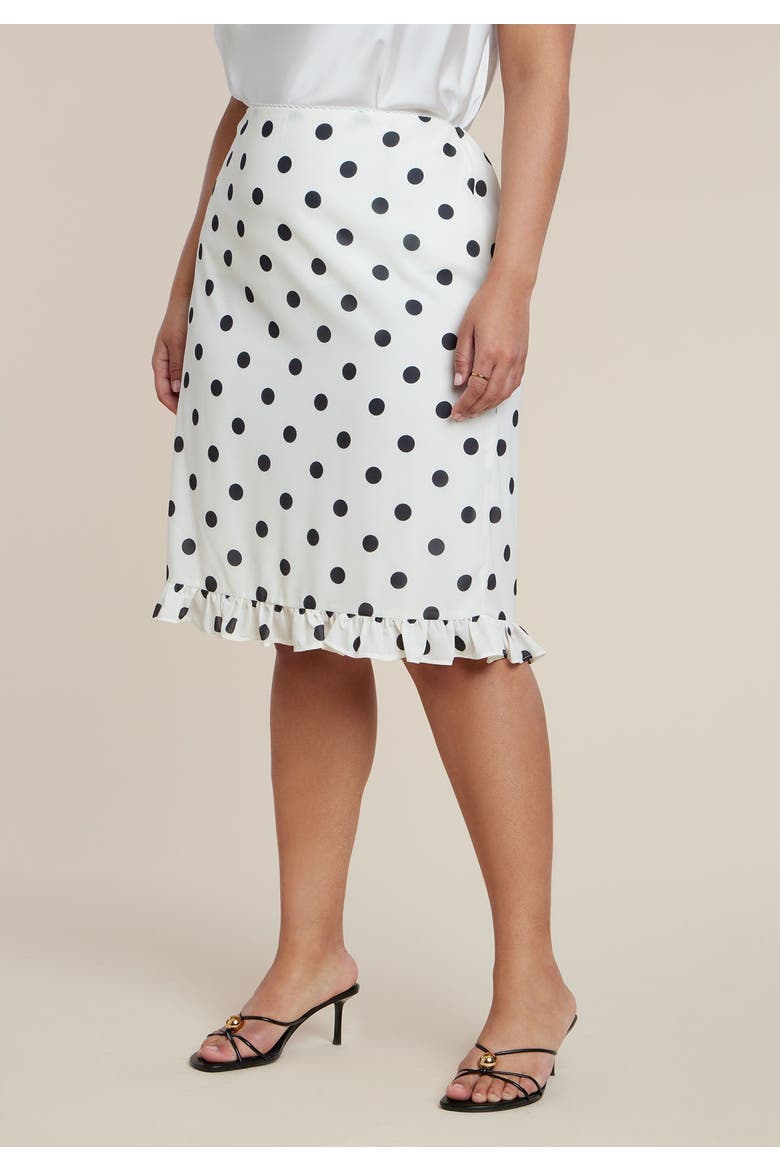 Ruffle Polka Dot Skirt, Alternate, color, CREAM AND BLACK DOT