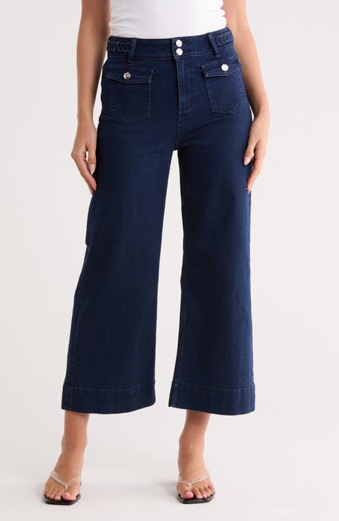 Dylan Braided Waist Wide Leg Jeans