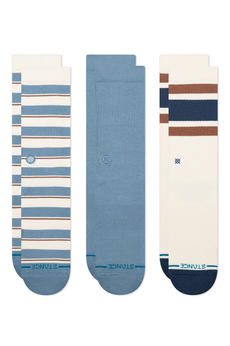 Striped Assorted 3-Pack Socks, Alternate, color, BLUE