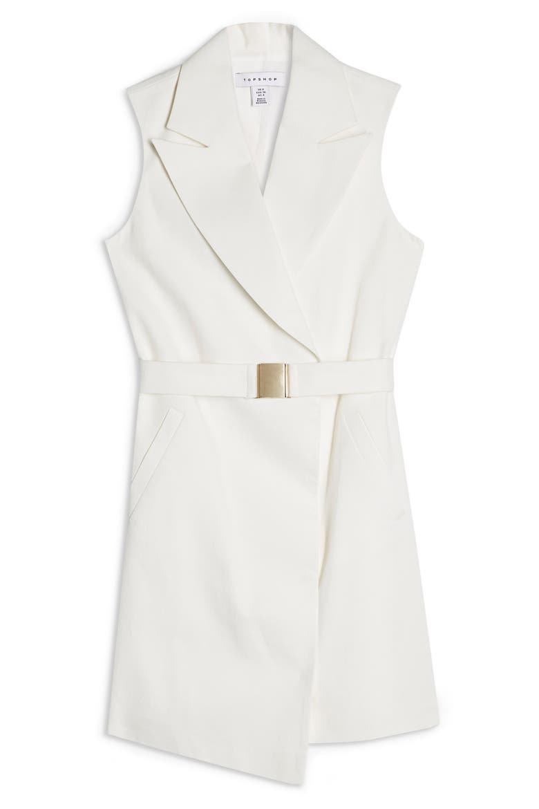 Belted Sleeveless Blazer Dress, Alternate, color, IVORY
