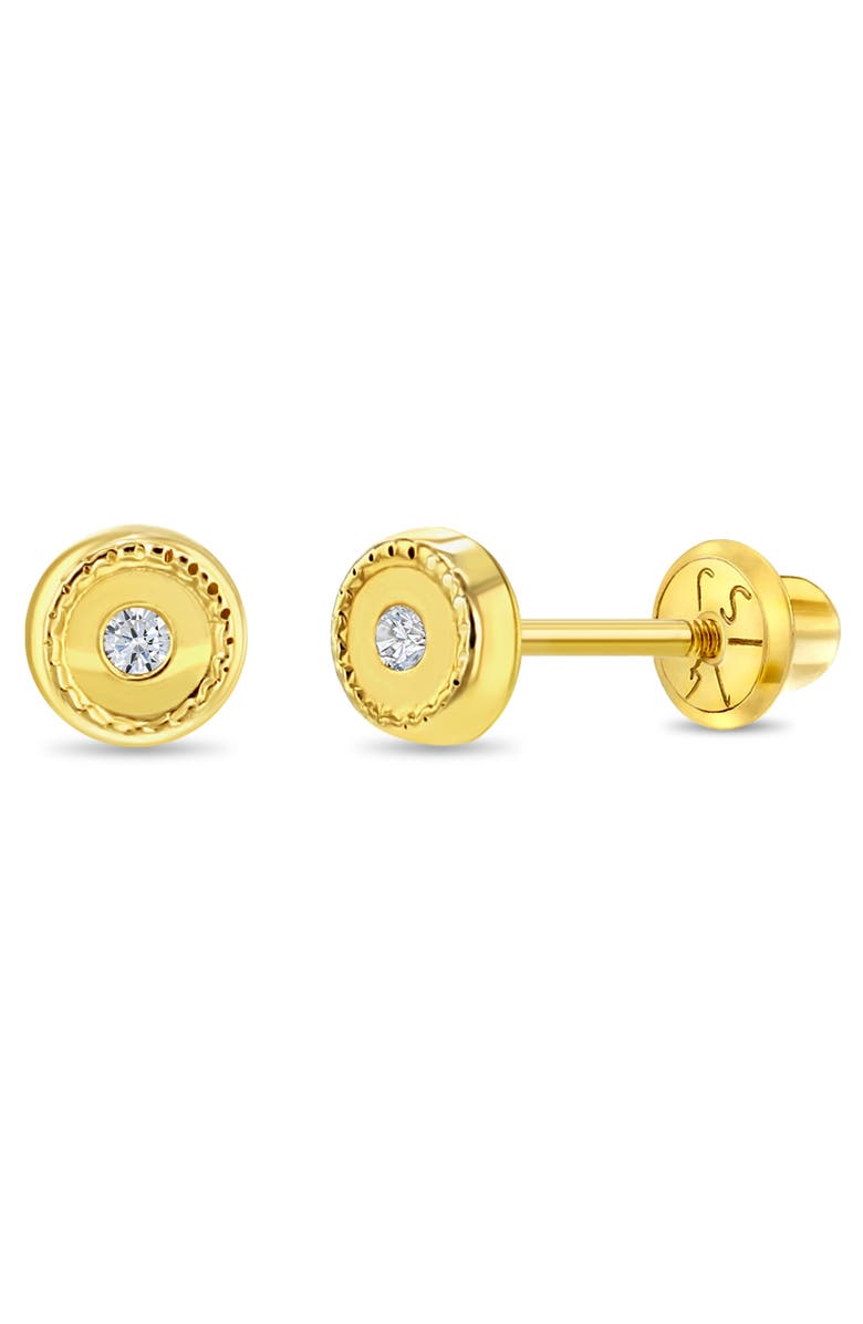 In Season Jewelry 14k Round Bezel Set Earrings, Main, color, Gold