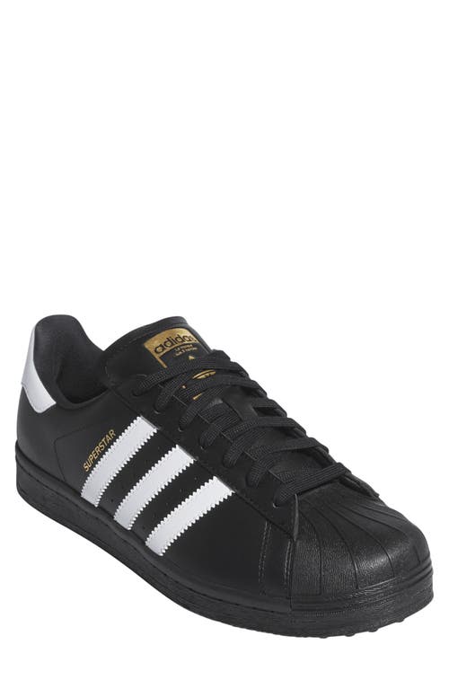 adidas Golf Superstar Spikeless Golf Shoe in Black/White/Gold Met. 