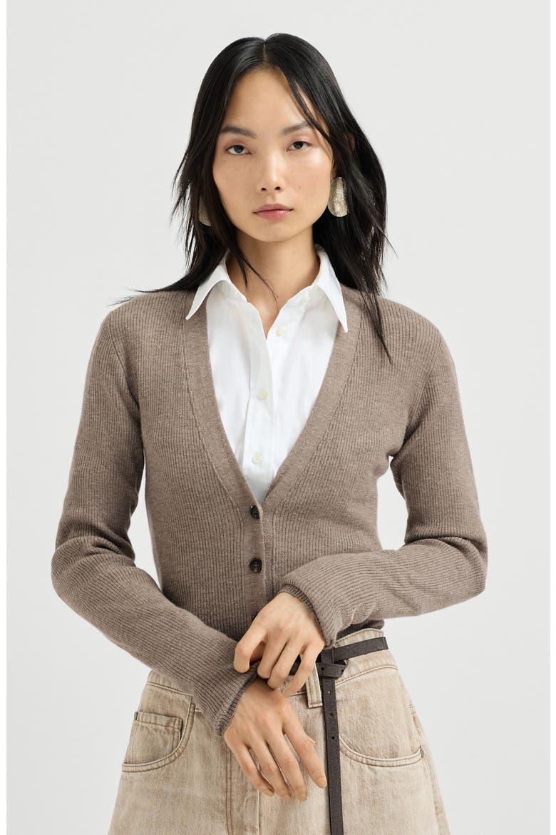 Sparkling cashmere lightweight ribbed cardigan, Main, color, Rope
