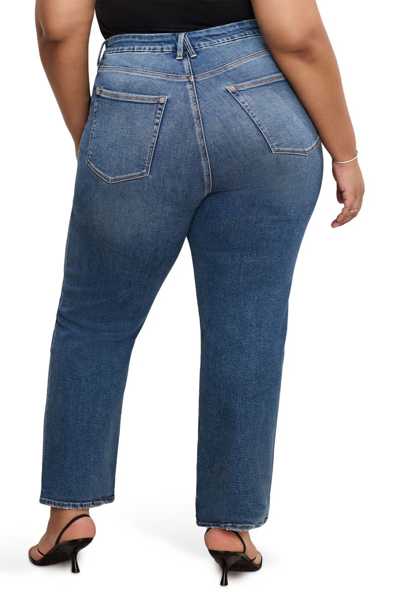 Good American Good Boy High Waist Ankle Straight Leg Jeans, Alternate, color, Indigo871