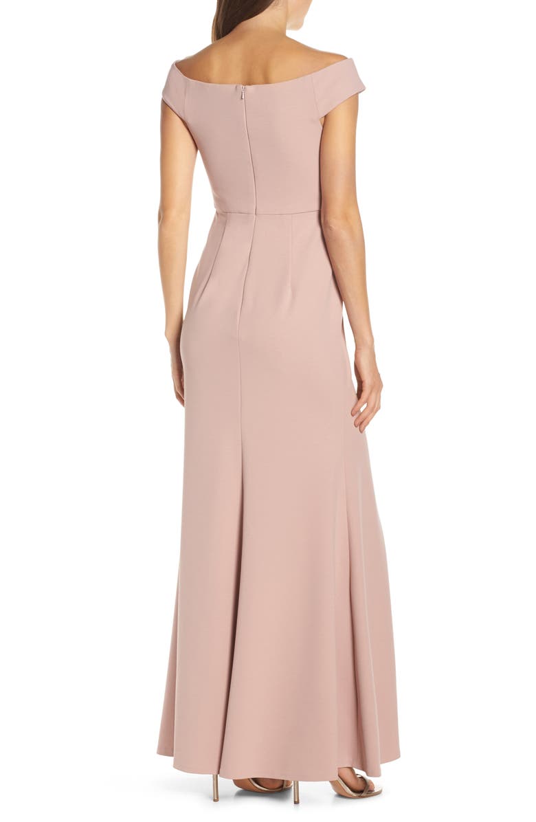 Jenny Yoo Larson Off the Shoulder Crepe Evening Dress, Alternate, color, 