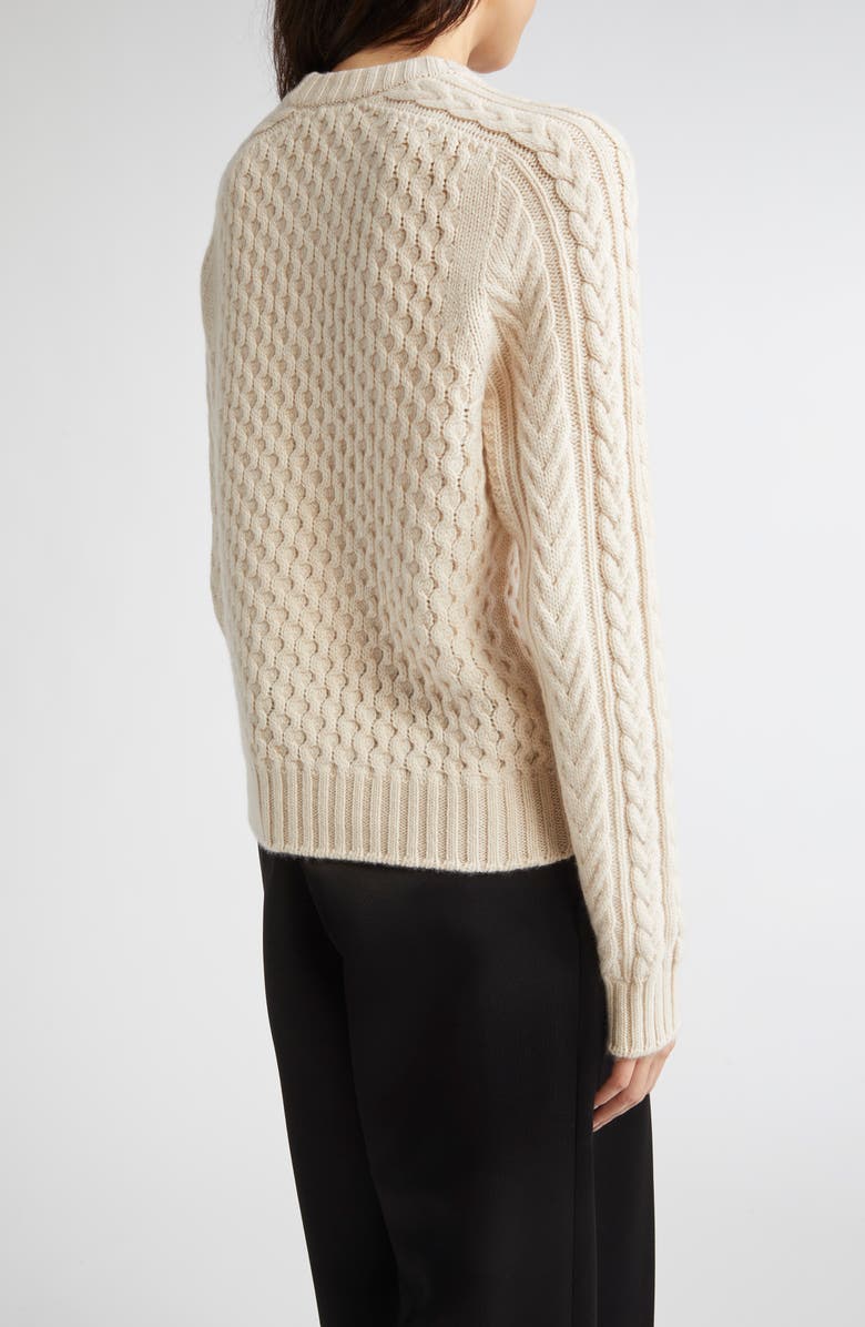 Johnstons of Elgin Aran Cable Knit Cashmere Sweater, Alternate, color, Champagne