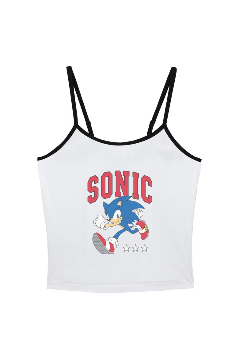 Junior's Sonic the Hedgehog Three Stars Running  Tank Top, Main, color, White