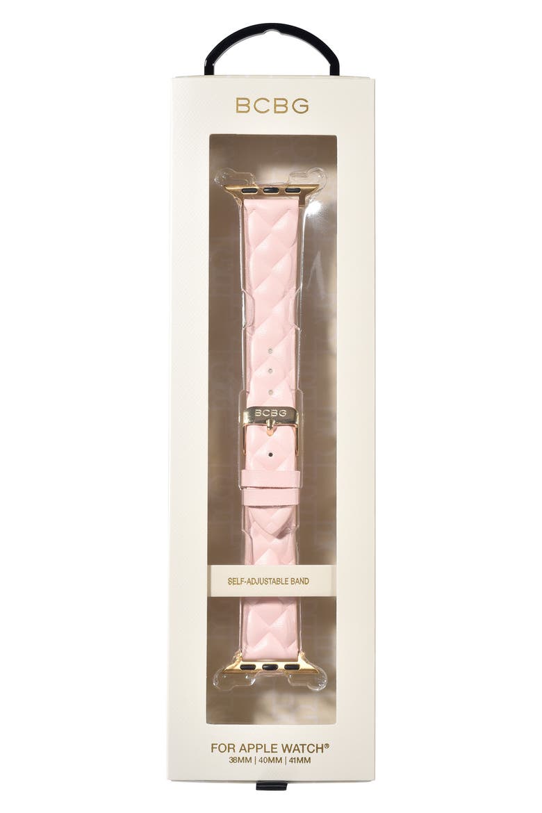 Quilted Faux Leather Watch Band, Alternate, color, PINK