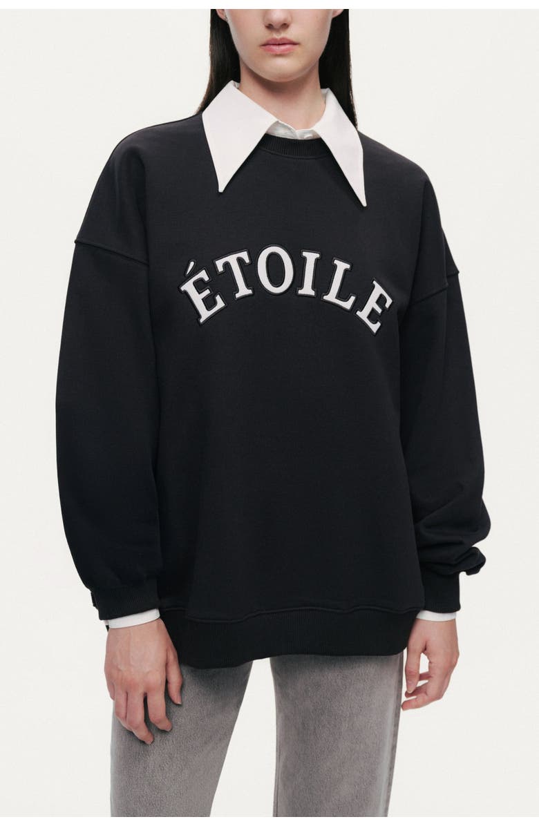 Nocturne Woven Text Logo Sweatshirt, Main, color, Black