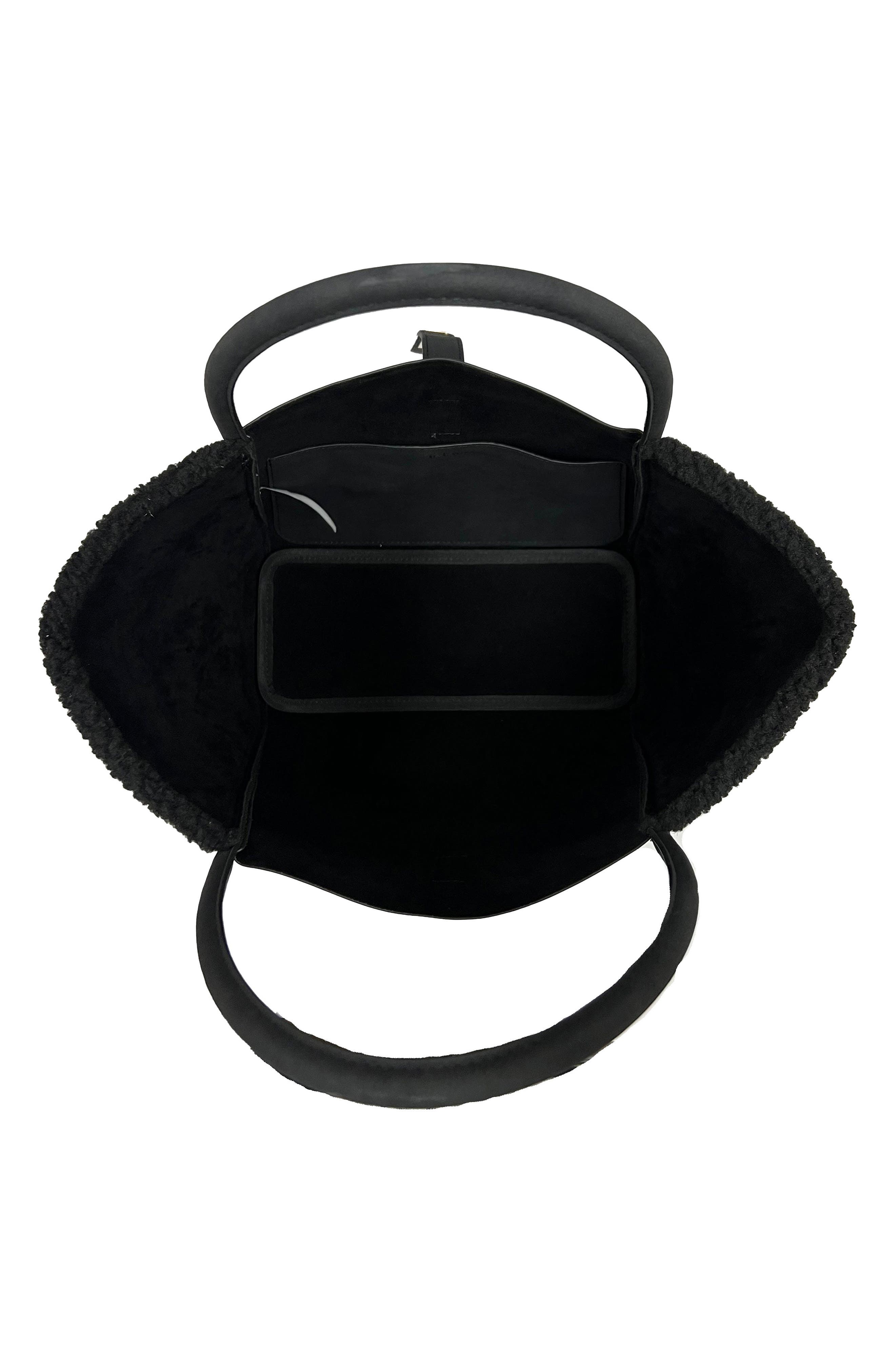 Jelavu Faux Suede & Faux Shearling Tote, Alternate, color, Black