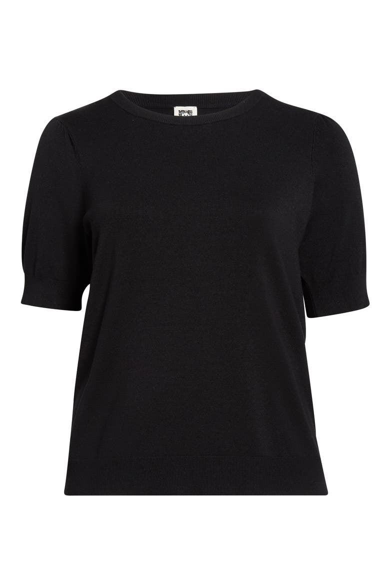 Short Puff Sleeve Sweater, Alternate, color, ANNE BLACK