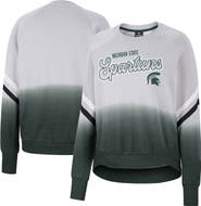 COLOSSEUM Women's Colosseum Gray Michigan State Spartans Cue Cards Dip-Dye Raglan Pullover Sweatshirt