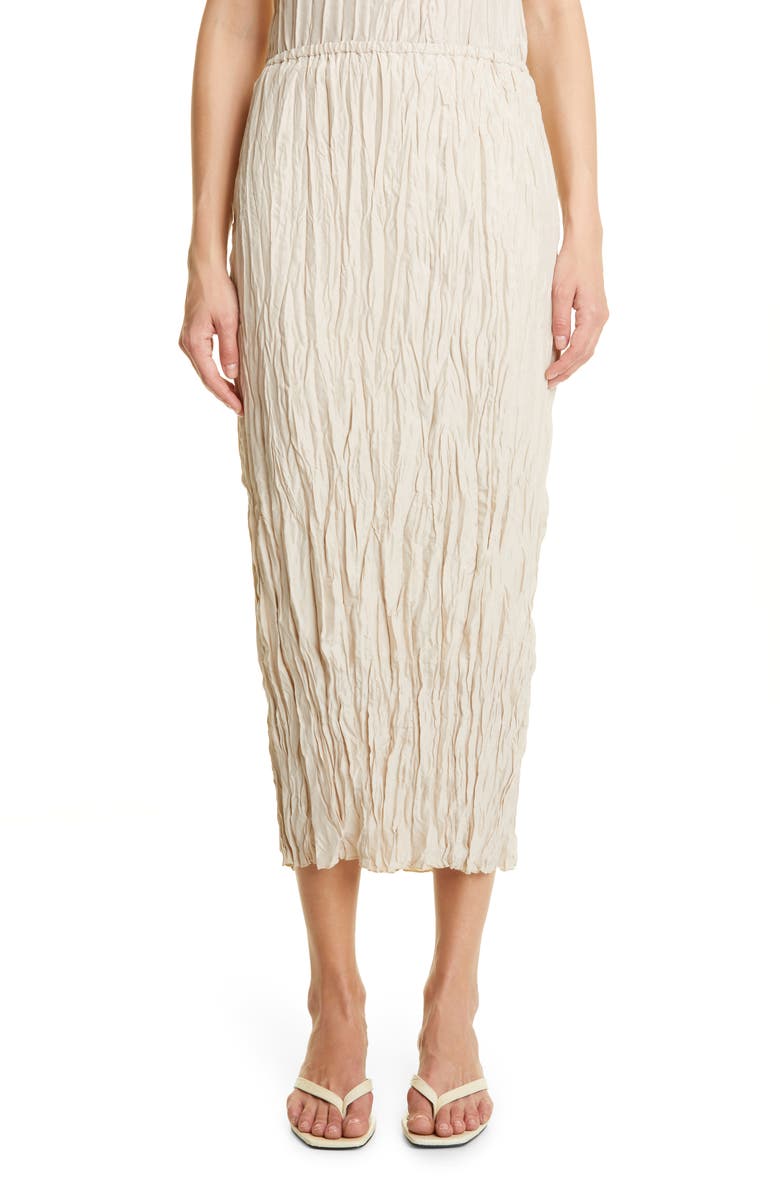 TOTEME Crinkled Silk Midi Skirt, Main, color, 