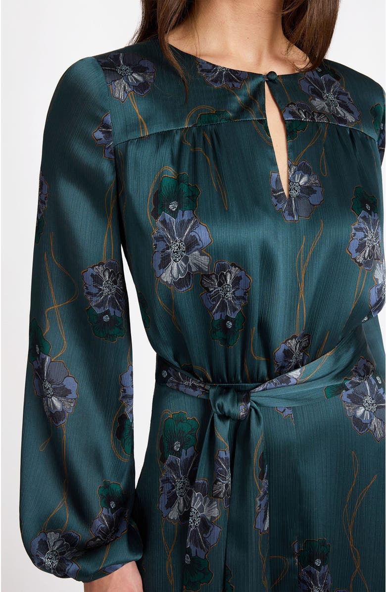 Santorelli Aubree Long Sleeve Printed Midi Dress, Alternate, color, Steel Teal