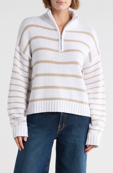 Cotton Blend Quarter Zip Sweater