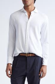 Eleventy Dandy Jersey Button-Up Shirt