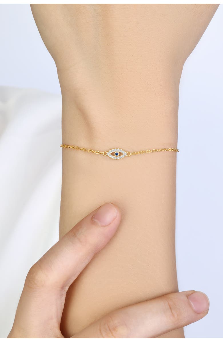 Mint & Lily Dainty Evil Eye Charm Bracelet, Alternate, color, 18K Rose Gold Plated